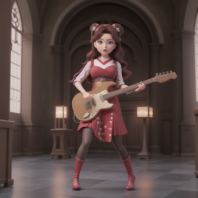 Image For Post Anime, holodeck, electric guitar, cathedral, geisha, vikings, HD, 4K, AI Generated Art
