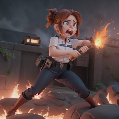 Image For Post Anime, police officer, force field, anger, crying, lava, HD, 4K, AI Generated Art