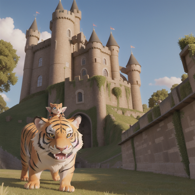 Image For Post Anime, virtual reality, sabertooth tiger, medieval castle, villain, fairy, HD, 4K, AI Generated Art