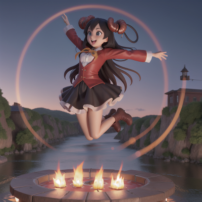 Image For Post Anime, demon, teleportation device, clock, river, jumping, HD, 4K, AI Generated Art