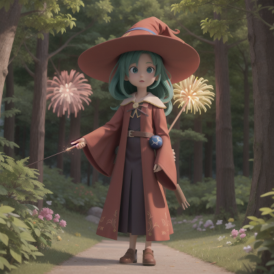 Image For Post Anime, fireworks, witch, bravery, scientist, forest, HD, 4K, AI Generated Art