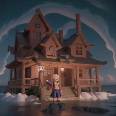Image For Post Anime, anger, cursed amulet, dog, haunted mansion, ocean, HD, 4K, AI Generated Art