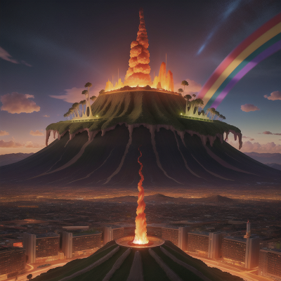 Image For Post Anime, rainbow, centaur, volcano, futuristic metropolis, knight, HD, 4K, AI Generated Art