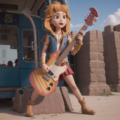 Image For Post Anime, bravery, sphinx, hero, electric guitar, bus, HD, 4K, AI Generated Art
