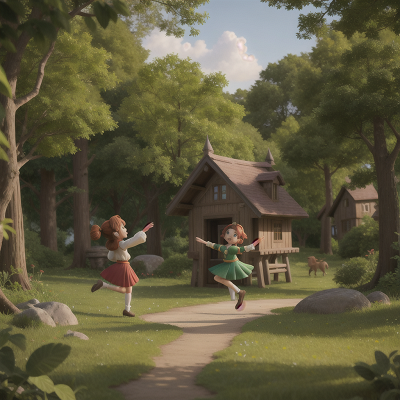 Image For Post Anime, enchanted mirror, forest, dancing, village, camera, HD, 4K, AI Generated Art