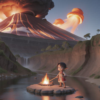 Image For Post Anime, volcano, river, drum, drought, goblin, HD, 4K, AI Generated Art
