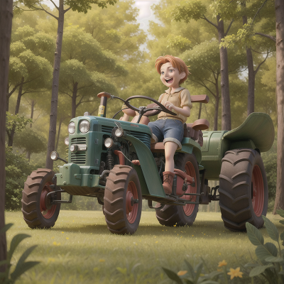 Image For Post Anime, flying, forest, tractor, laughter, stars, HD, 4K, AI Generated Art