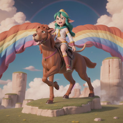 Image For Post Anime, centaur, treasure, rainbow, spaceship, dog, HD, 4K, AI Generated Art