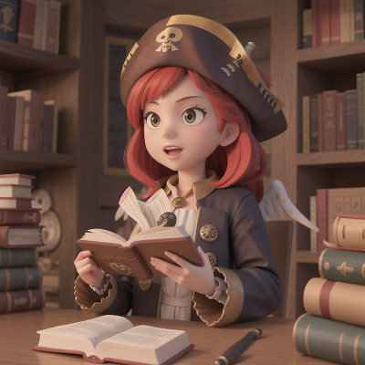 Image For Post Anime, angel, pirate, wizard, book, fish, HD, 4K, AI Generated Art
