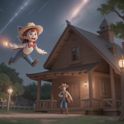 Image For Post Anime, cowboys, meteor shower, park, fairy, haunted mansion, HD, 4K, AI Generated Art