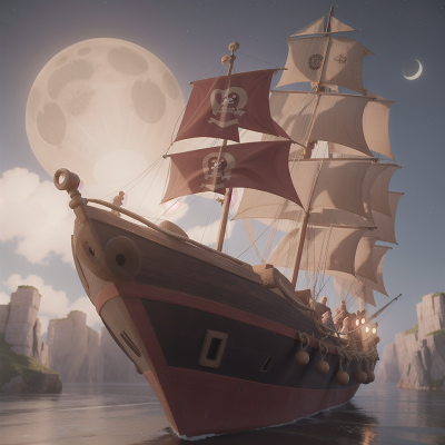 Image For Post Anime, pirate, moonlight, map, fog, circus, HD, 4K, AI Generated Art