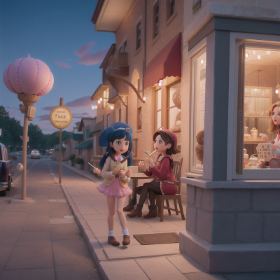 Image For Post Anime, spell book, ice cream parlor, car, wind, flute, HD, 4K, AI Generated Art