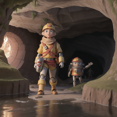 Image For Post Anime, robot, mummies, river, cave, firefighter, HD, 4K, AI Generated Art