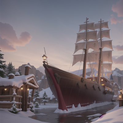 Image For Post Anime, snow, cathedral, laughter, flood, pirate ship, HD, 4K, AI Generated Art