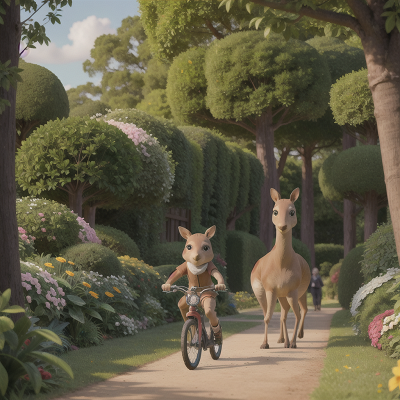 Image For Post Anime, bicycle, garden, kangaroo, helicopter, forest, HD, 4K, AI Generated Art
