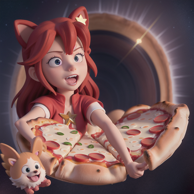 Image For Post Anime, dog, pizza, angel, villain, stars, HD, 4K, AI Generated Art