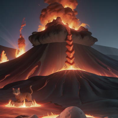 Image For Post Anime, anger, volcano, cat, lava, ocean, HD, 4K, AI Generated Art