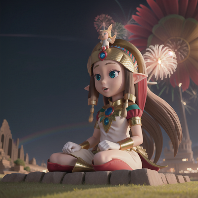 Image For Post Anime, elf, fireworks, princess, sphinx, rainbow, HD, 4K, AI Generated Art