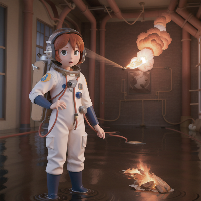 Image For Post Anime, astronaut, museum, fire, flood, space, HD, 4K, AI Generated Art