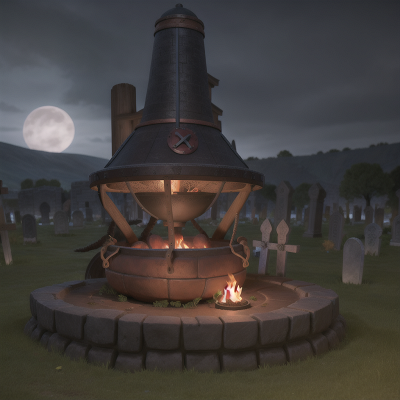 Image For Post Anime, witch's cauldron, tank, knight, farm, haunted graveyard, HD, 4K, AI Generated Art