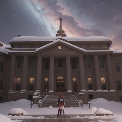 Image For Post Anime, hail, stars, museum, snow, school, HD, 4K, AI Generated Art