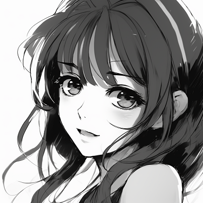Image For Post | Cute semi-profile image of an anime girl, accentuating her cheeky expression with focused eye details. anime profile picture black and white female - [Anime Profile Picture Black and White](https://hero.page/pfp/anime-profile-picture-black-and-white)
