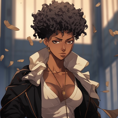 Image For Post | Graceful black anime lady in a stylish dress, refined lines, and ornamental details. glamorous female black anime characters pfp - [Amazing Black Anime Characters pfp](https://hero.page/pfp/amazing-black-anime-characters-pfp)