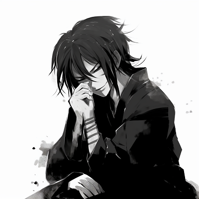 Image For Post | Anime samurai immersed in his thoughts, fine lines and different shades of black enhance depth. creative black and white anime pfps - [Black and white anime pfp](https://hero.page/pfp/black-and-white-anime-pfp)