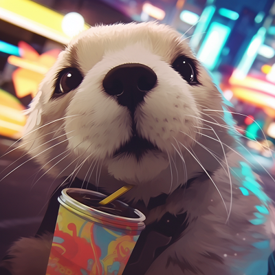 Image For Post | Vibrant anime otter surrounded by neon signs and bright colors. trendy aesthetic animal pfp - [cute animal pfp](https://hero.page/pfp/cute-animal-pfp)
