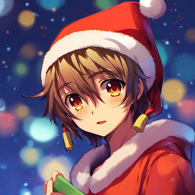 Image For Post | Anime character boy wearing a Christmas hat, bright colors and bold lines. anime boy christmas pfp - [christmas pfp anime](https://hero.page/pfp/christmas-pfp-anime)