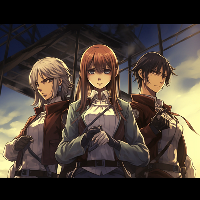 Image For Post | Eren, Mikasa, and Armin from Attack on Titan, intense expressions and detailed uniforms. anime trio matching pfp pfp for discord. - [Anime Trio PFP](https://hero.page/pfp/anime-trio-pfp)