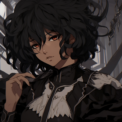 Image For Post | An elegant maiden dressed in a black outfit, accented with intricate patterns and intricate lines. elegant black pfp anime pfp for discord. - [Black PFP Anime Collections](https://hero.page/pfp/black-pfp-anime-collections)