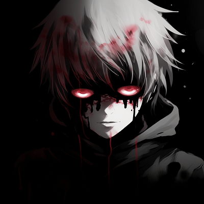 Image For Post | Close-up of an intense looking Kaneki from Tokyo Ghoul, high contrast and fine details. scary anime pfp for boys pfp for discord. - [Scary Anime PFP Collection](https://hero.page/pfp/scary-anime-pfp-collection)