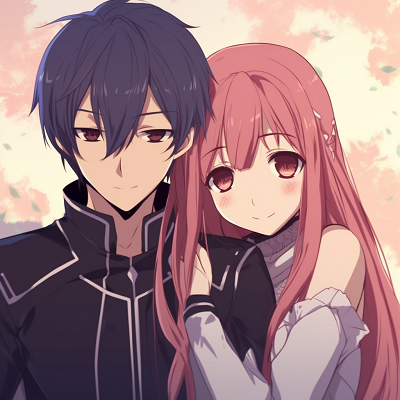 Image For Post | Kirito and Asuna holding hands, detailed accessories and soft shading. eminent anime pfp couples pfp for discord. - [anime pfp couple optimized search](https://hero.page/pfp/anime-pfp-couple-optimized-search)