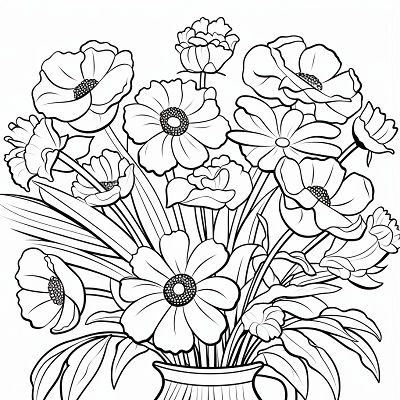 Image For Post Flower Feast Assorted Bouquet - Printable Coloring Page