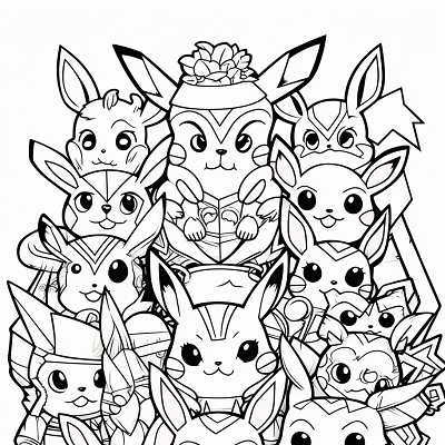 Image For Post | Composition featuring Pikachu and other Pokemon; designed with crisp outlines and simple shapes. printable coloring page, black and white, free download - [All Pokemon Drawing Coloring Pages, Kids Fun, Adult Relaxation](https://hero.page/coloring/all-pokemon-drawing-coloring-pages-kids-fun-adult-relaxation)