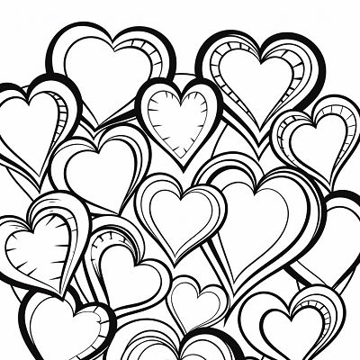 Image For Post Love notes wrapped in hearts - Printable Coloring Page