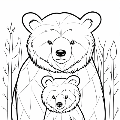 Image For Post Mother and Cub Under the Stars - Printable Coloring Page
