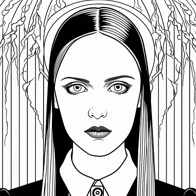 Image For Post Wednesday Addams High Contrast Grayscale - Wallpaper