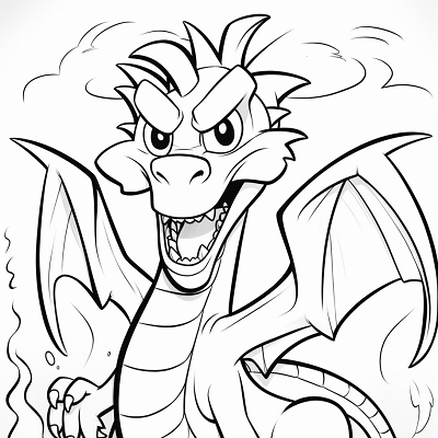 Image For Post Cartoon Dragon Breathing Fire - Printable Coloring Page