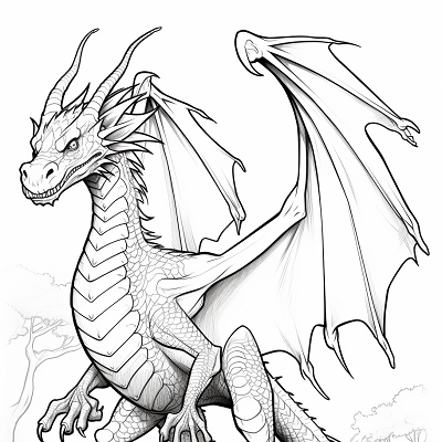 Image For Post Majestic Dragon Wings Outspread - Printable Coloring Page