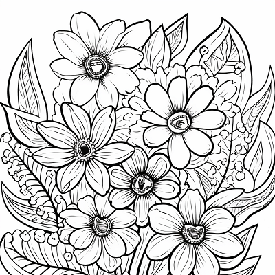 Image For Post Blooming Romance Floral Heart Illustrations - Printable Coloring Page