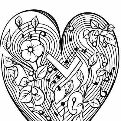 Image For Post Message in the Heart Outline Variation - Printable Coloring Page