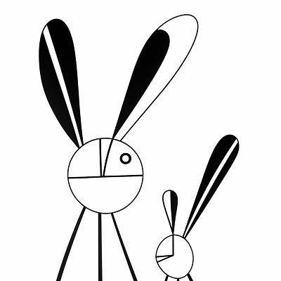 Image For Post | Mother bunny and her baby drawn with basic lines and shapes.printable coloring page, black and white, free download - [Bunny Coloring Pages ](https://hero.page/coloring/bunny-coloring-pages-printable-fun-for-kids-and-adults)
