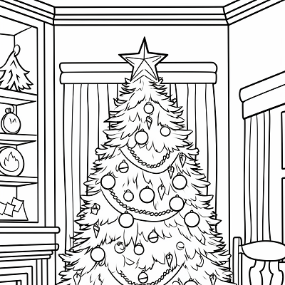 Image For Post Home for the Holidays Indoor Christmas Tree - Printable Coloring Page