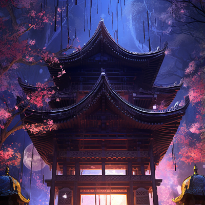 Image For Post Anime Sacred Shrine Nightfall Atmosphere - Wallpaper