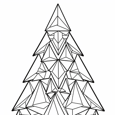 Image For Post Christmas Tree Abstract Polygonal Design - Printable Coloring Page