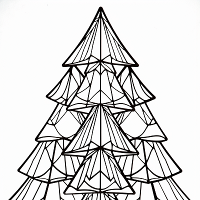 Image For Post Abstract Polygon Christmas Tree - Printable Coloring Page