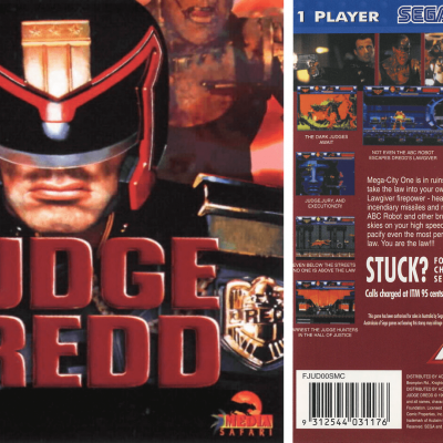 Image For Post | **Game Boy/Game Gear/Mega drive/PC/SNES - 1995**  

**Description**  
Judge Dredd is a platform action game based on the British comic book character of the same name and the 1995 movie that tarnished that name. The game was a multi system release so it fits the standard console jump/shoot/duck formula although it does add some unique twists such as wounding enemies so that they surrender and can be arrested.

The initial levels follow the plot of the movie with futuristic lawman Judge Dredd framed and sent to the Aspen penal colony from which he must escape and prove his innocence. Following the fight at the top of the Statue of Liberty that ended the film, the game continues on with levels and characters inspired by the comic book culminating with a battle against the Dark Judges on Deadworld.

The game is loosely based on the 1995 film Judge Dredd, which was a spin off from the Judge Dredd strip from 2000AD.

**Development**  
For seven of the game's 12 levels, the backgrounds were created by digitizing sets from the movie; the remaining five levels use backgrounds based on the comic book.

**Ports - Atari Jaguar**  

A conversion of the game was in development for the Atari Jaguar CD after Atari Corporation and Acclaim announced their partnership in March 1995 that included plans to release three titles for the system, but Judge Dredd was later licensed to Atari Corp. 

Months after the announcement of the partnership and was planned for a Q4 1995 release, but the port went unreleased for unknown reasons.

**Trading cards**  

One of the "chasers" in the 1995 Judge Dredd: The Movie trading card series was a nine card set of "Acclaim Judge Dredd Video Game Playing Tips". These cards featured screen shots from the game on the front and related strategies on the back. For example:
Alternate Titles
    "Judge Dredd 95" -- Steam title
    "ジャッジ・ドレッド" -- Japanese spelling