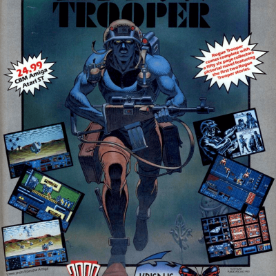 Image For Post | **Description**  
Rogue Trooper is a Genetic Infantryman (G.I.) of the future whose entire battalion was wiped out on their first mission in the Quartz Zone of Nu Earth. Rogue must navigate many platform levels and several first person style flying levels to get to the root of the treachery. He is assisted by three bio chips containing the personalities of three of his dead buddies; Gunnar, Helm and Bagman - unfortunately, Bagman's silicon is deteriorating. The plot is helped along with comic pages between levels. This game is based on the long-running 2000 AD comic character of the same name.